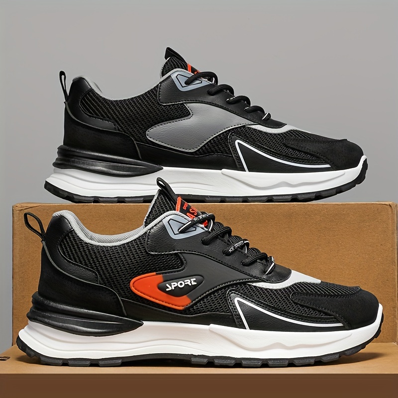 Zapatos de running de moda para hombres 2024 con malla transpirable, tacos  de PU y de PVC, zapatos chunky con cordones para las e