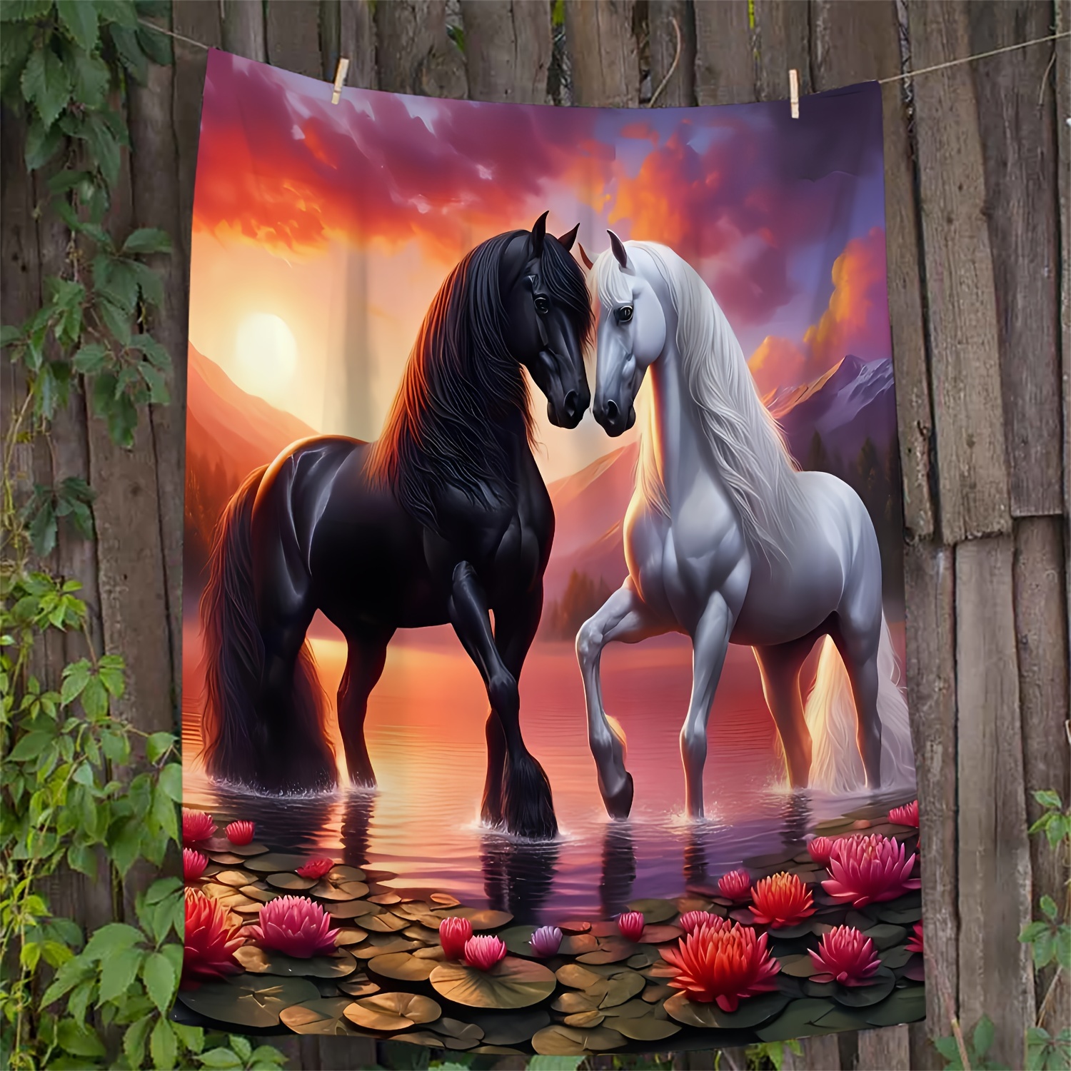 

Cozy Horse-themed Flannel Throw Blanket - Perfect Gift For Friends, Soft & Warm For All Seasons