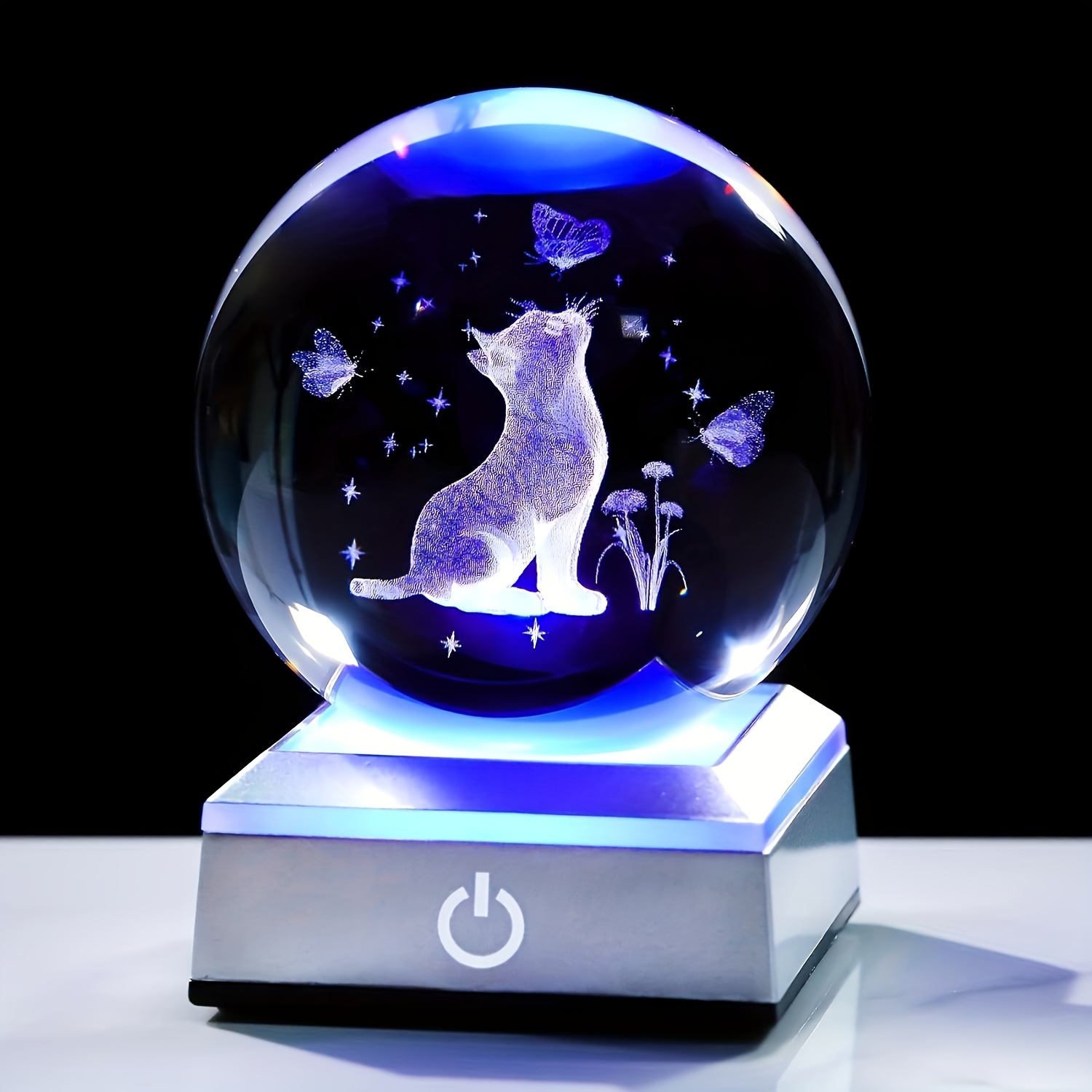 

1pc Cat Crystal Ball, With Led Light Base, Adjustment, Cat Style Night Light, Suitable For Home Bedroom Decoration, Halloween, Christmas, Valentine's Day Gift