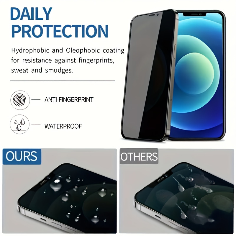 3pcs- tempered glass phone film set suitable for iPhone 11/12/13/14/15/16/Plus/Pro/Pro Max, full screen privacy privacy and privacy film, dust protection