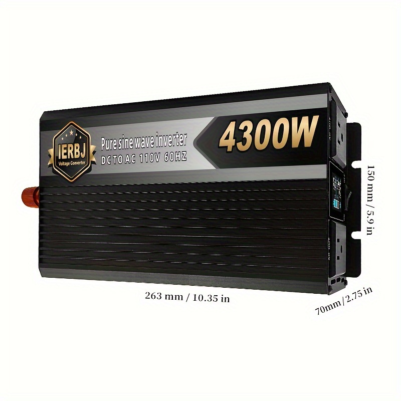 3300W Pure Sine Wave Inverter 12V DC to 120V AC Converter for Home, RV, Truck, Off-Grid Solar Power Inverter with Built-in 5V/ 2.1A USB, AC Hardwire Port