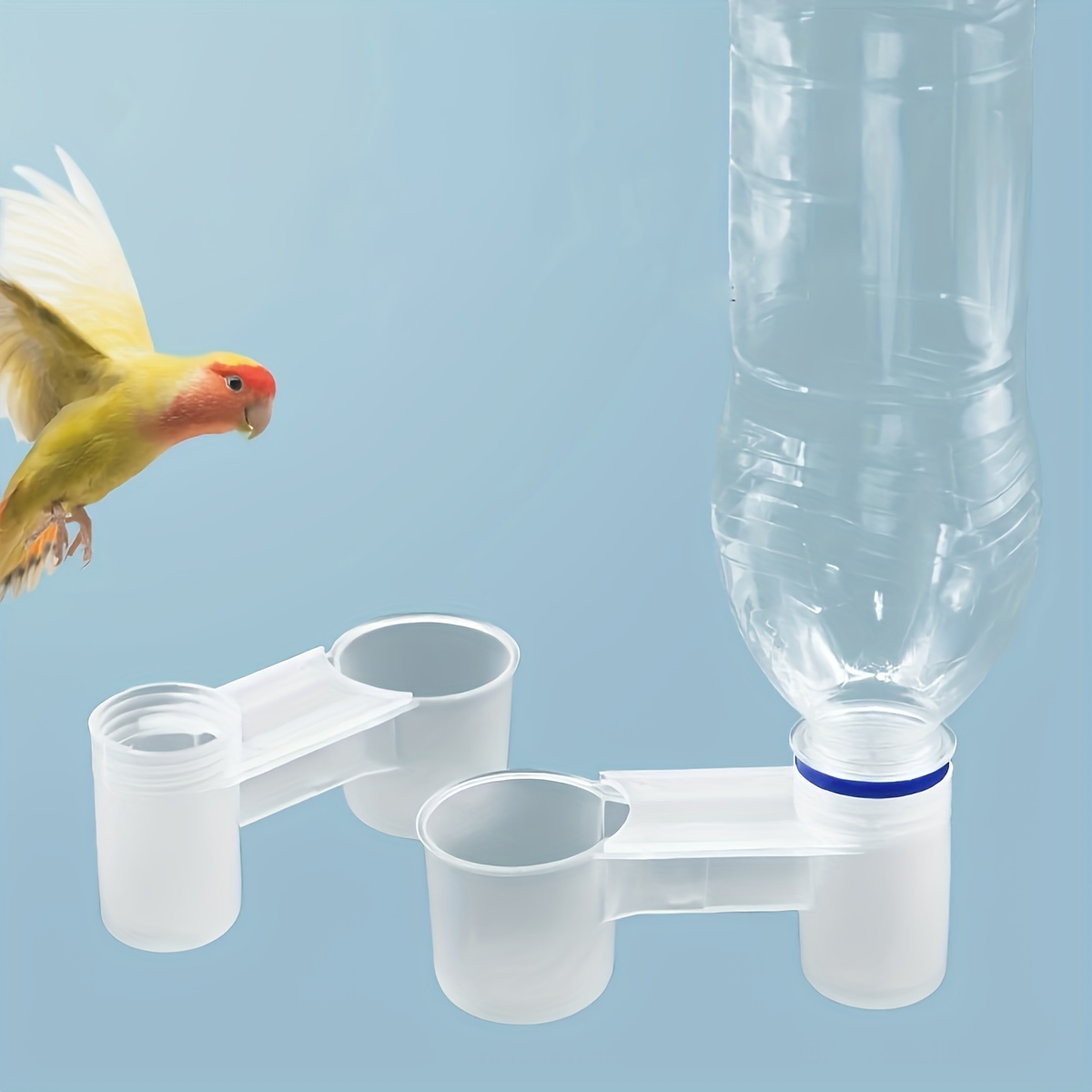 

10- Double-outlet Bird Water Dispenser, Automatic Bird Drinking Feeder, No Battery Needed, White