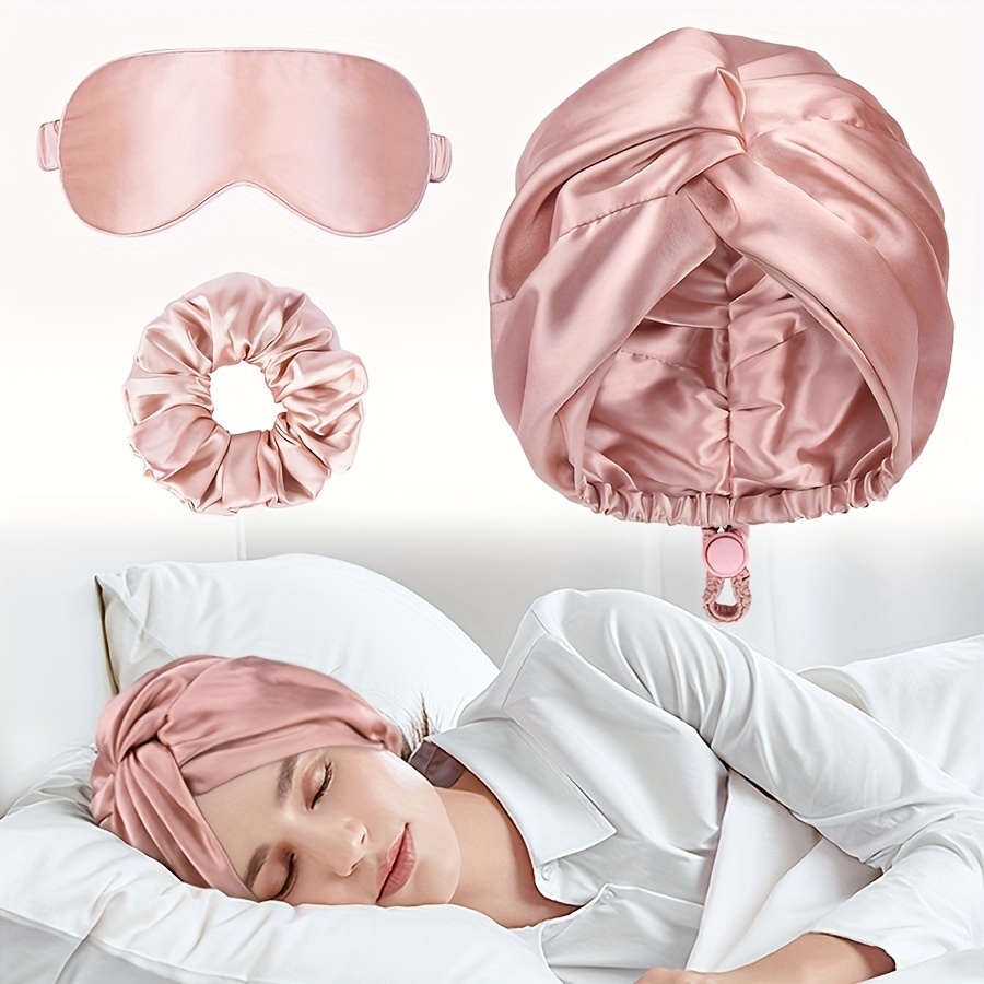 

Ellitina 3pcs Sleep Set, Hypoallergenic -like Turban Nightcap, Tinted Mask, Double Layer Twist Hat, Soft Sleep Eye Cover For Women, Portable Travel Sleep Accessory For Relaxed & Normal Hair Types