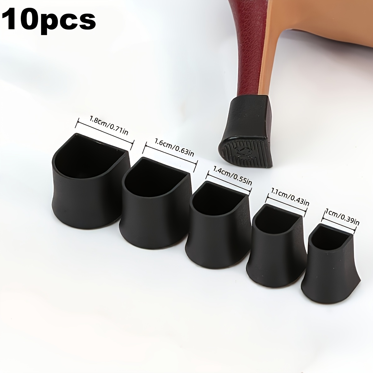 TEMU 10pcs Set Of Women's High Heels Anti-slip Silent Heel Protectors Noise-canceling Pads Additions Heel Replacements For Thin Heels, High Heel