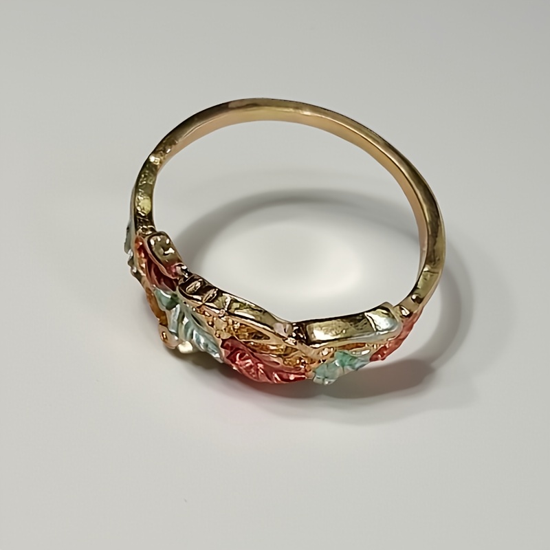 TEMU Elegant Ring - Leaf Design Suitable For Thanksgiving, Teacher's Day, Graduation Parties, Daily Wear & Special Occasions, Non-precious Metal