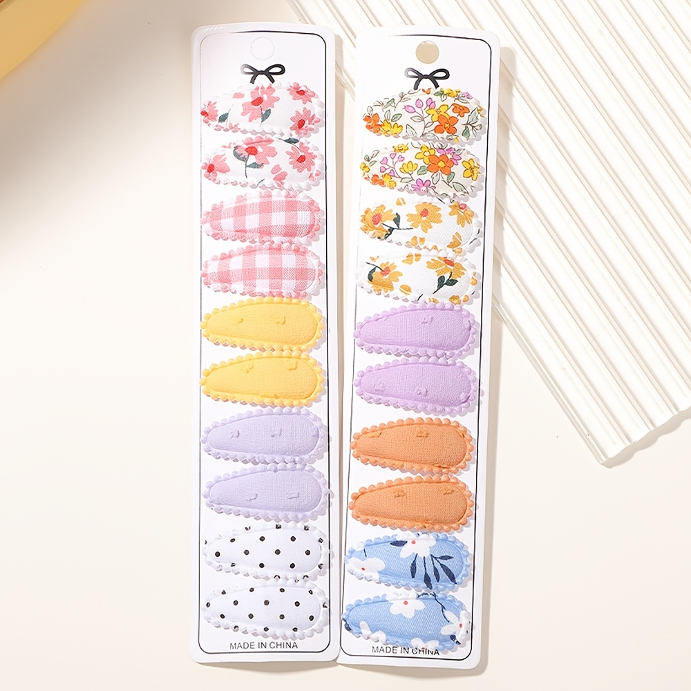 TEMU 20/40/60pcs Packed Cute 's Mini Water Drop Bb Clips, Fabric Printed And Embroidered Hair Clips, Girl Hair Clips And Hair Accessories, Surprise