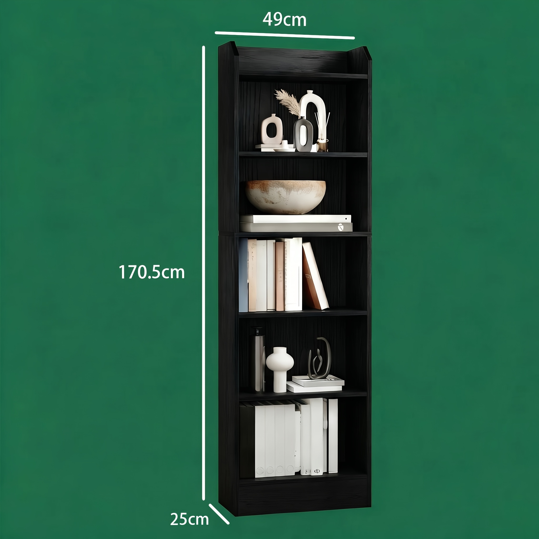 6-tier Vertical Bookcase, Narrow Tall Bookshelf, Adjustable Shelf , Slim Bookcase To , For Living Room, Study Or Office