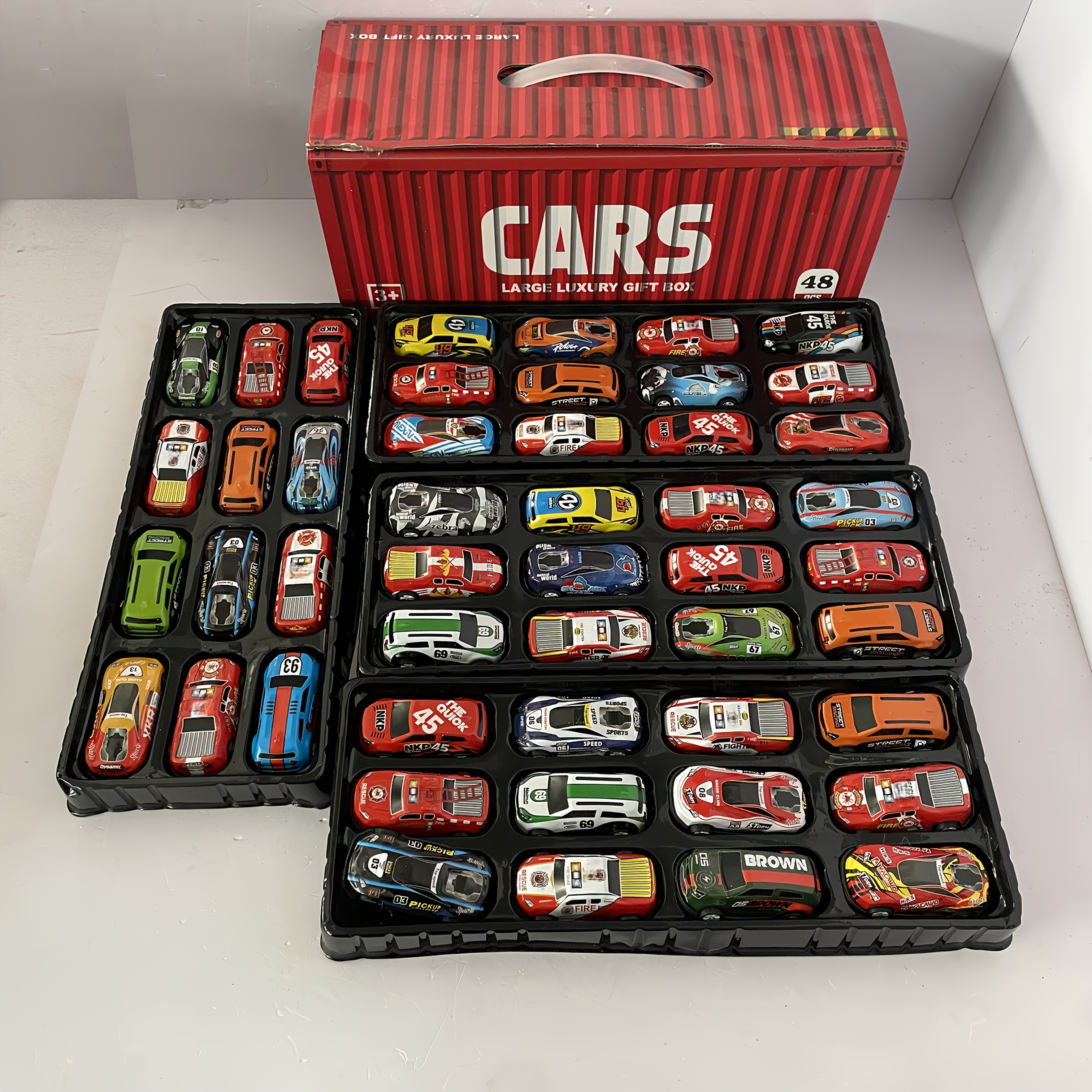 Image of A Container Toy Set Of 48 Models, Exquisitely Packaged In A Gift Box. Realistic Small Car Models A Lot. The Perfect Christmas Gift, Halloween Gift, Surprise Gift, Or Birthday Gift