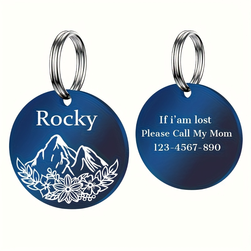 TEMU A Customizable Engraved Stainless Steel Pet Id Tag, Personalized With Pet's Name And Phone Number, Double-sided Engraving, Exquisite Design,