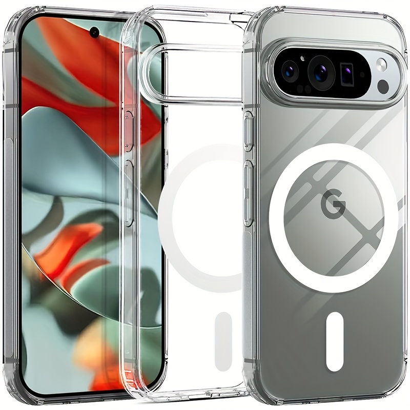 

Coque Magnétique pour Google Pixel 9/Pixel 9 Pro/Pixel 9 Pro XL 2024, Compatible avec MagSafe, Dos aux Rayures, Coque Magnétique Transparente Anti-Rayures