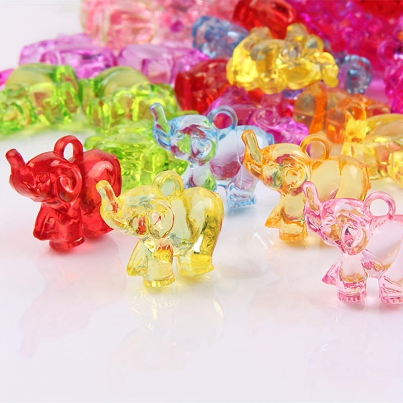 

50 Pcs Elephant Charms Acrylic Crystal Imitation Pendant For Diy Jewelry Making And Crafts Accessories