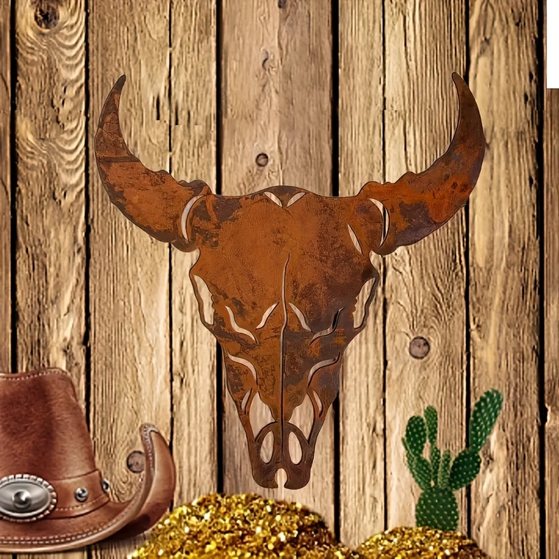 

1pc Rustic Metal Wall Decor, Western Cow Sign, Animal Theme Hanging Art For Home & Outdoor Use, No Power Needed