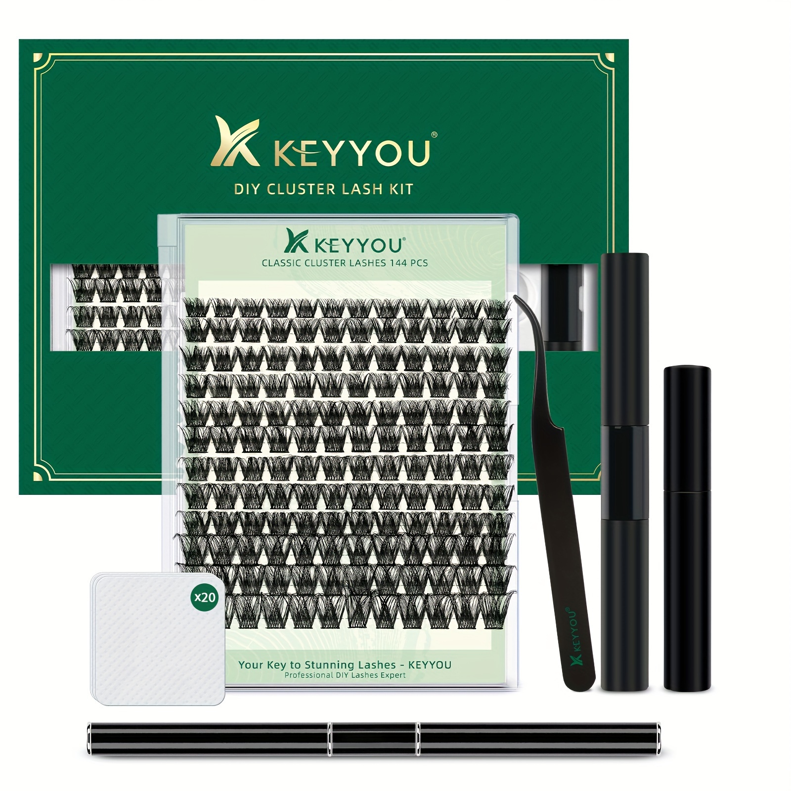 

Keyyou Diy Cluster Lashes Kit Volume Waterproof Long-lasting Lash Extension Kit D 8-18mix With Mascara Brush & Seal Lash Glue Remover Lash Applicators Easy To Use For Beginners Eyelashes Extensions