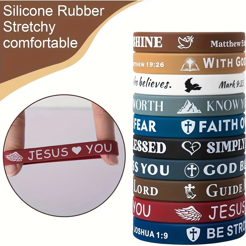 100pcs Inspirational Bible Verse Silicone Bracelets
