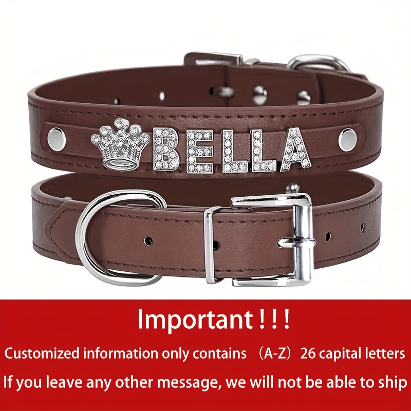 Personalized PU Leather Dog Collar with Exquisite Pendant, Custom Tag