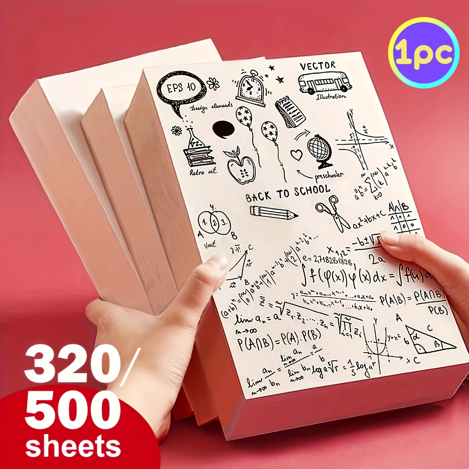 

1pc, 500 Sheets/1000 Pages, 320 Sheets/640 Pages, A5 Super Blank Draft Book, Tear-off Notebook, Draft Paper, Painting Book, Book, Suitable For Study, Office, Home