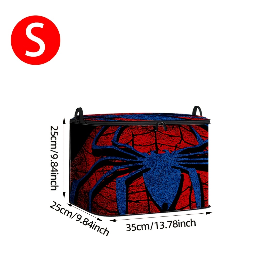 TEMU Une boîte de rangement avec un motif de toile d'araignée et d'araignée bleue, offrant un espace pour les vêtements et les couvertures de . Elle