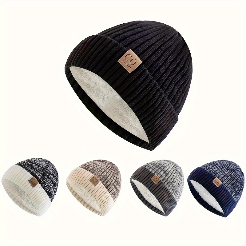 

1pc Winter Beanie Hat For Couples - 100% Acrylic Fleece-lined, Knit Cap With Ear Flaps, Design, Machine Washable