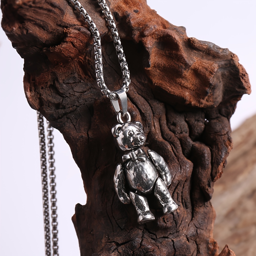 Image of Men's Fashion Bear Pendant Necklace With A , Suitable For Everyday And Party Wear. A Perfect Gift For Valentine's Day Or Thanksgiving For Your Boyfriend, A Versatile Accessory For All Year Round