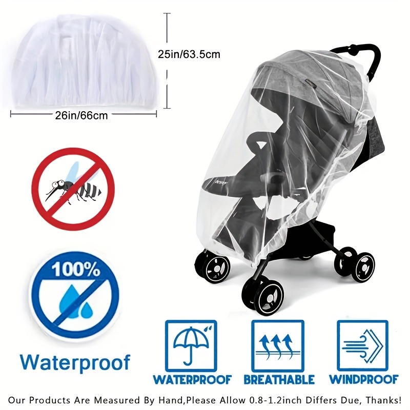 Durable White Baby Carriage Mosquito Net - Breathable Polyester Mesh for Strollers, Bassinets & Portable Cribs - Perfect for Outdoor Use with Kids