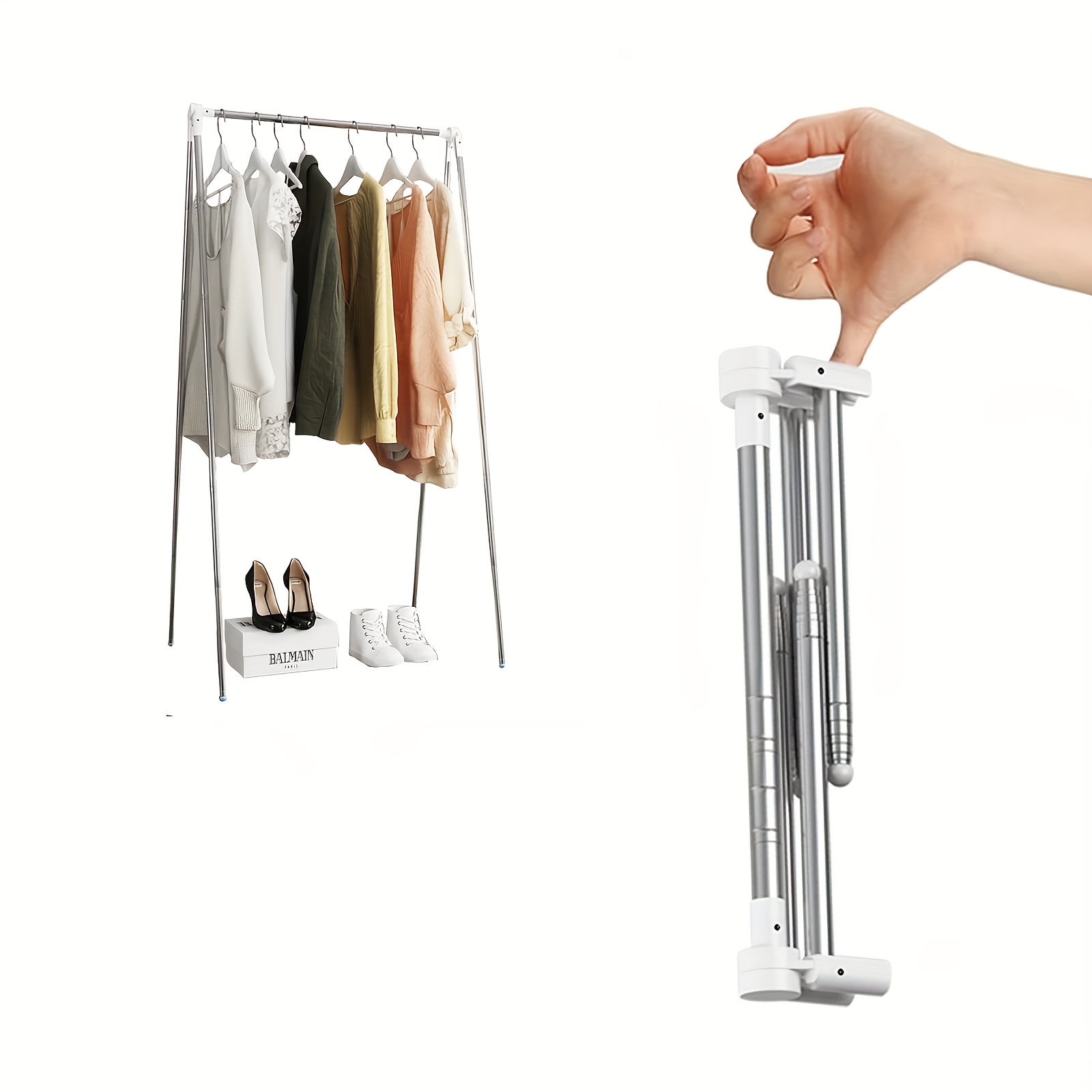 

Travel Garment Rack, Portable And Foldable, Folding Clothes Rack For Dance, Travel, Camping, Drying, Rv, Indoor, Outdoor. A Collapsible Mini Clothing Rack.