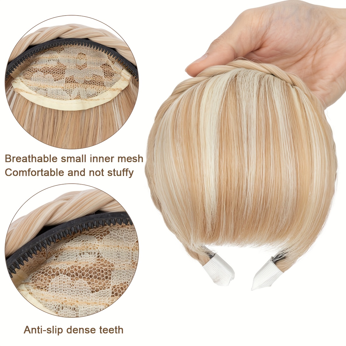 high top hair accessory 1  color   womens synthetic clip in bangs braid design versatile bangs piece suitable for all hairstyles wearable for daily and date   halloween details 3