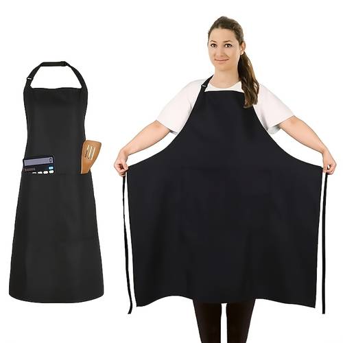 solid color oversized 35 04 inch adjustable pocket kitchen apron durable polyester long apron with adjustable size cooking and baking pockets multi purpose apron for outdoor grilling thanksgiving and holiday cooking meal prep and party