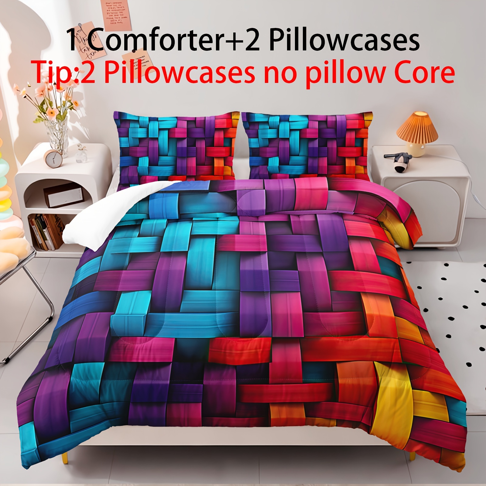colorful checkered comforter set   bedding sets 3pcs ultra soft lightweight microfiber 1 comforter with 2 pillowcases