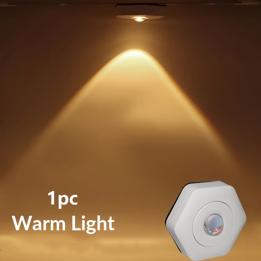 1/2pcs Creative White Hexagon Cat Eye Projection Sunset Lamp, Battery Powered Cabinet Lighting Wall Lamp, Led Touch Dimmable Sunset Projection Light