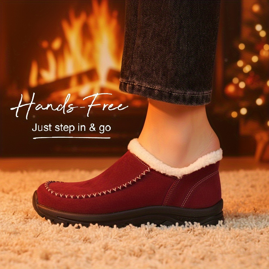 warm lined snow boots for women winter slippers with anti slip rubber sole cozy indoor outdoor house shoes comfortable slip on mules for cold weather thermal plush lining home loafers christmas gift cold weather footwear   slippers 3