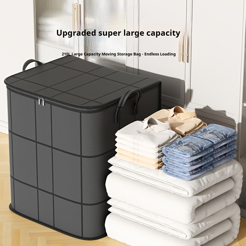 Black Collapsible Wardrobe Storage Boxes, Stackable Large Capacity Storage Bins, Space-Saving Quilt Storage Boxes, Thickened Moving Packing Bags, Foldable Storage Boxes for Clothes for And Quilts