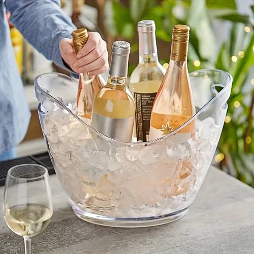 1pc acrylic chilled wine wine chiller bucket portable beverage cooler shatterproof drink cooling container ideal for home parties bars restaurants weddings picnics and occasions