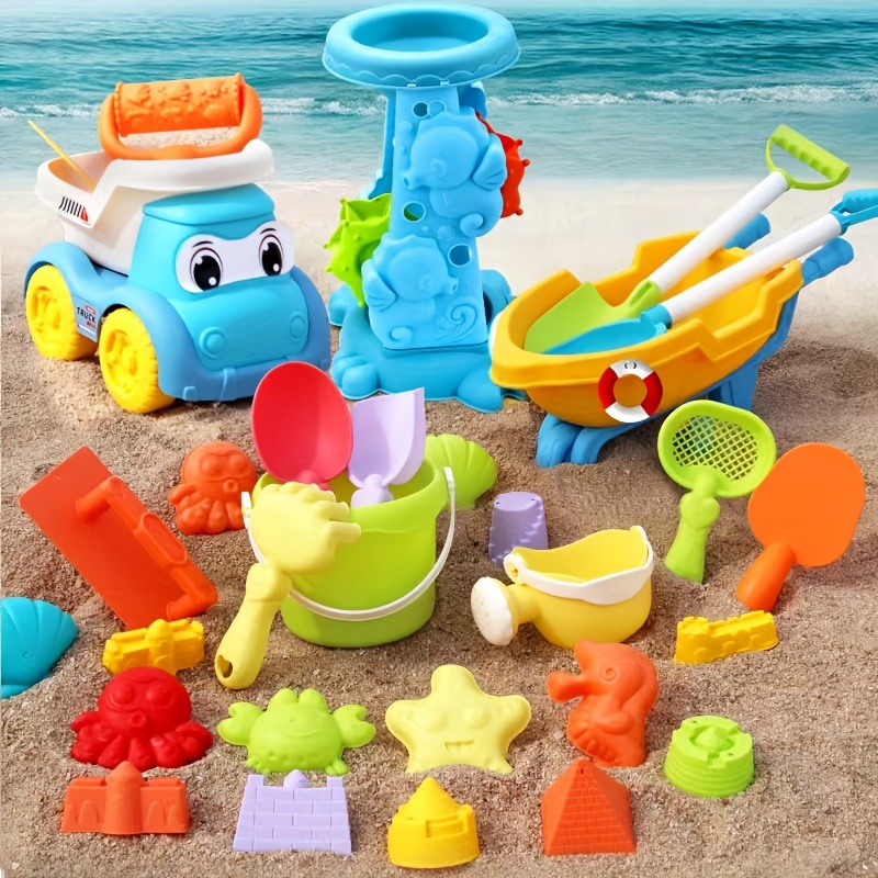 

New Beach Toys, Full Set Of Sand Shovels, Trolleys, Beach Buckets, Seaside Sand And Water Play Tools