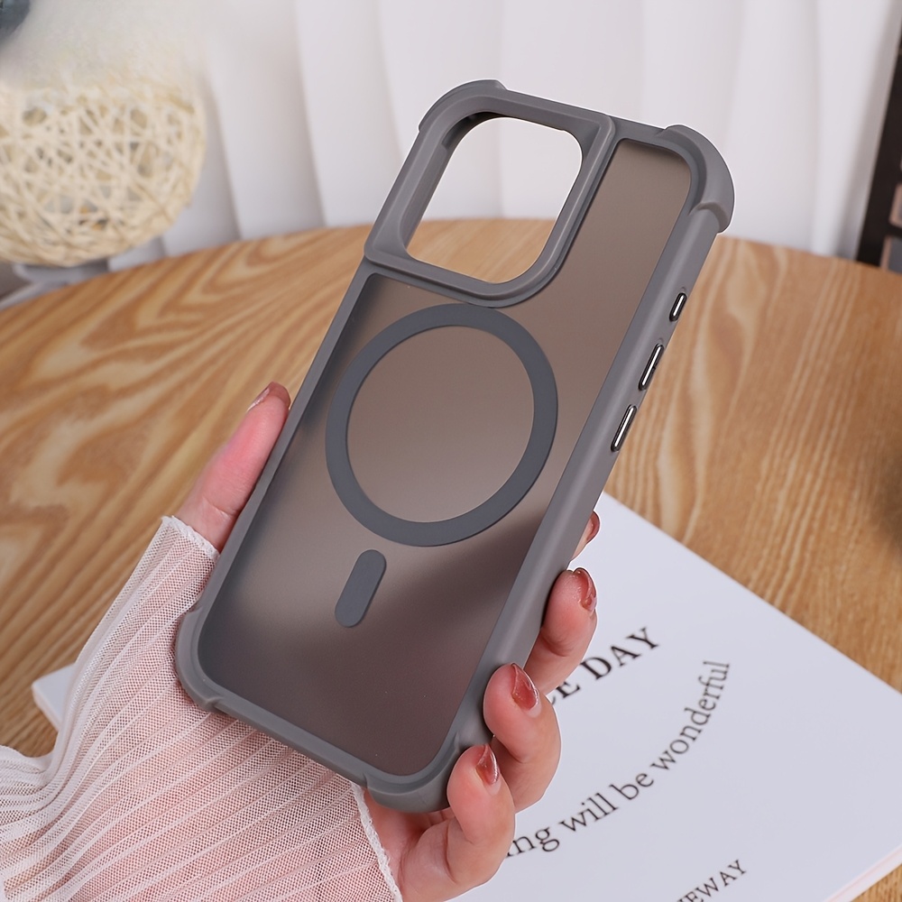Phone Case: Luxury Matte Clear Four-Corner Skin-Feel Magnetic Phone Case for iPhone 16 15 14 13 12 11 Pro Max Plus Soft Back Cover
