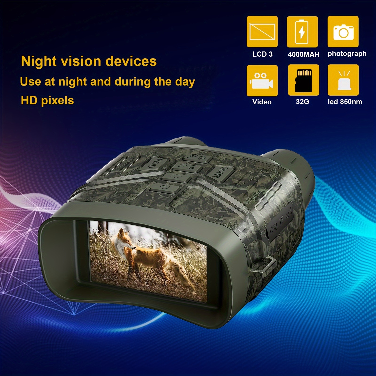 

4k Night Vision 36 Million Photos Night Vision Small Camera 3 Inch Display Bird Watching Binocular Infrared Digital Night Vision With Battery Usb Charging Tf Card 32gg