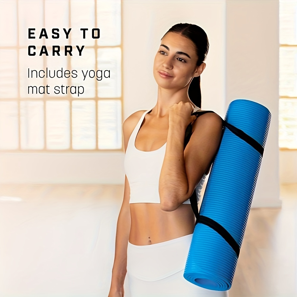 

Tpe Yoga Mat With Strap Set - 4mm To 10mm Thickness Options, Polyester Black Strap For Safe Storage And Transport, Yoga Enthusiast Fitness Accessory