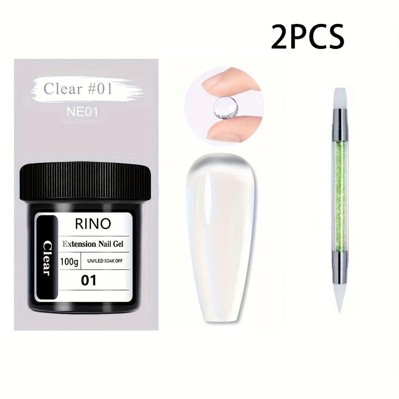 TEMU Solid Extension Nail Gel, 100g - 3d Sculpture & Adhesive, Easy Application, , Soak-off Led Gel For Nail Art, With Alcohol-free For Us