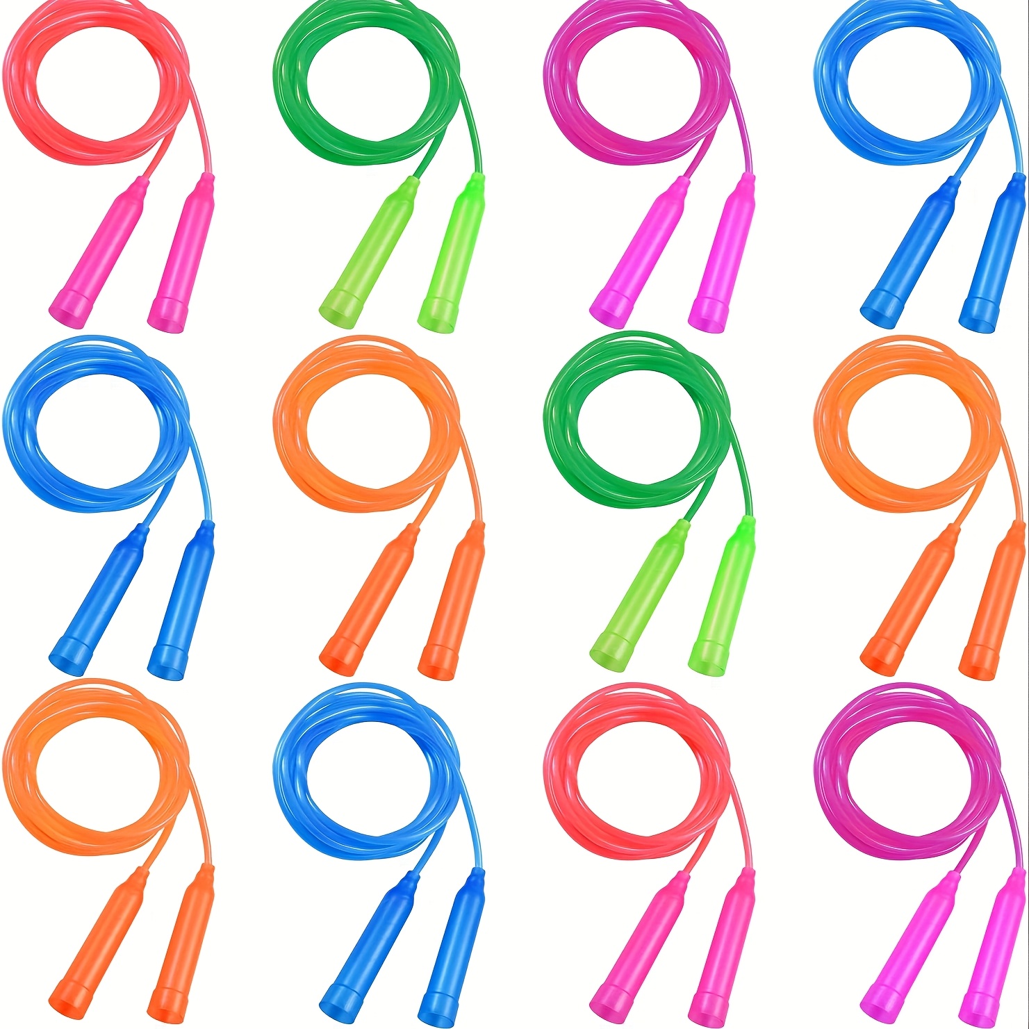 12pcs Pvc Jump Rope Set, Colorful Jump Ropes, 7.3 Feet Long, Birthday Party Sports Activity Gifts