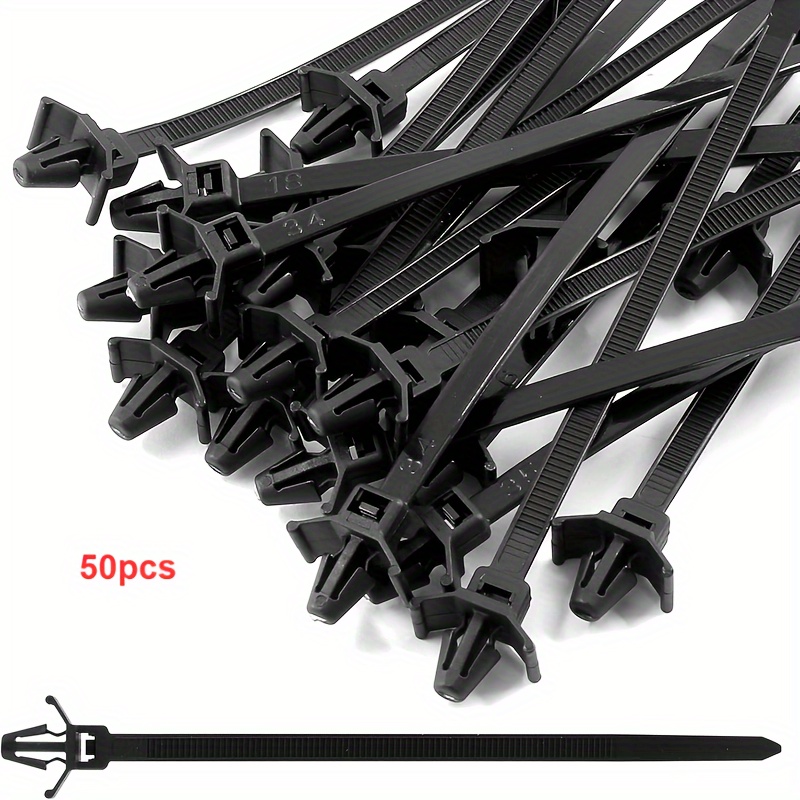 

50pcs Black Nylon Cable Zip Ties, 4.7" Self-locking Wire Wrap Straps - Push Accessories