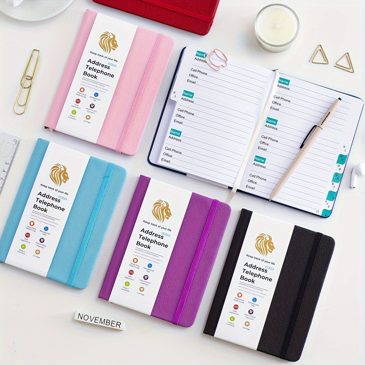 

1pc Alphabetically-tabbed Hardcover Address Book, Featuring A Password Keeper And Small Address Organizer To Efficiently Manage Phone Numbers, Special Days, Birthdays, Anniversaries, And Notes.