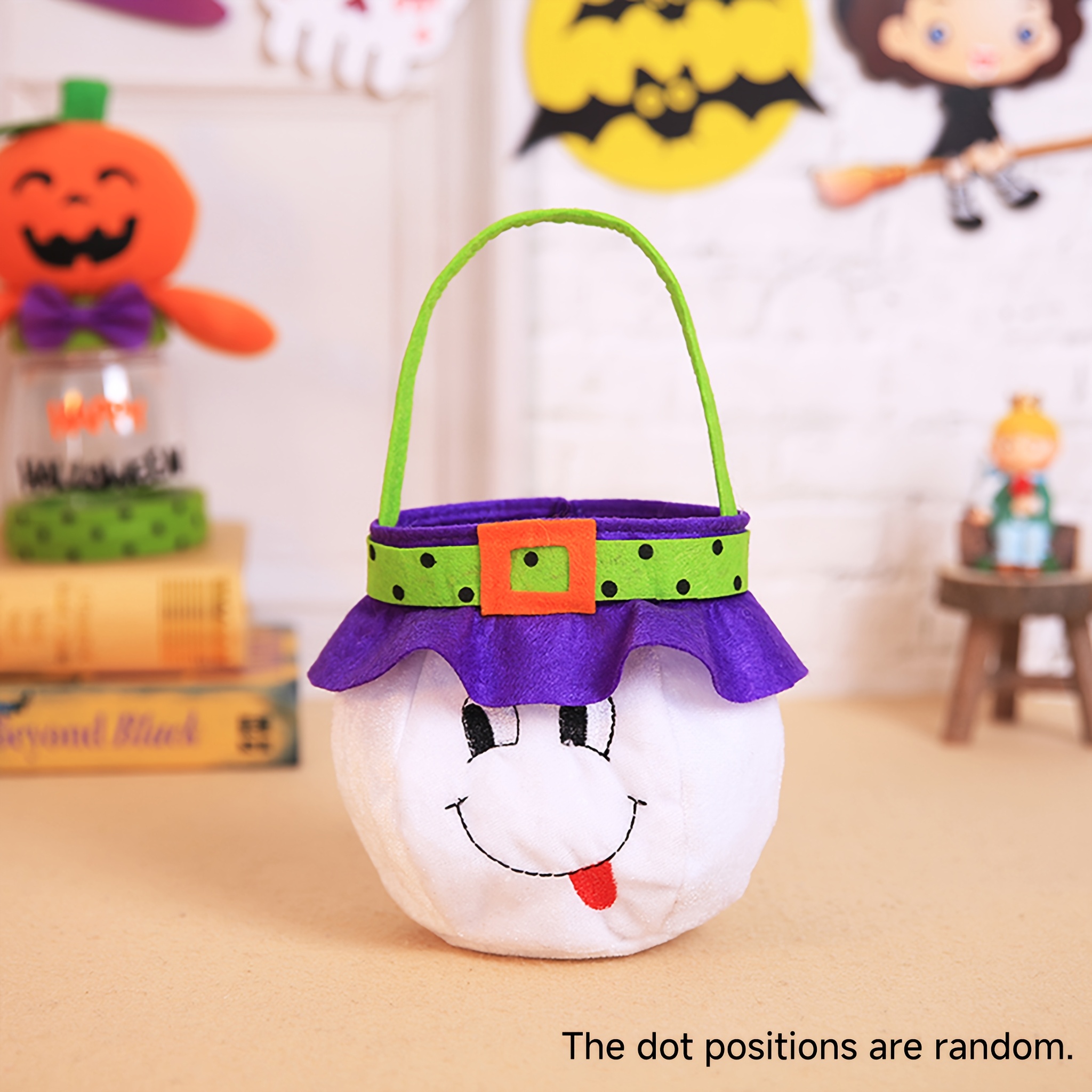 TEMU Sac-cadeau à main de dessin d'Halloween, sac de de fête "Des bonbons ou un sort", accessoire de décoration de scène de festival, sac à collation