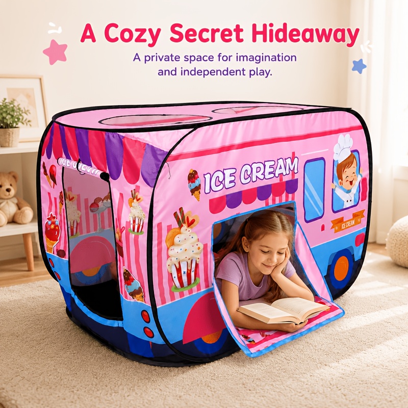 Ice Cream Tent - Foldable and Space-Saving Playhouse for Kids