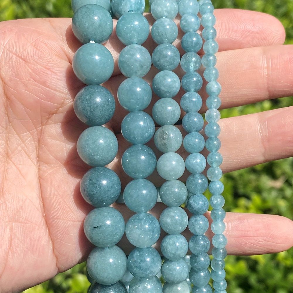 

4/6/8/10/12mm Natural Round Blue Aquamarine Spacer Loose Stone Beads For Jewelry Making Diy Bracelet Necklace Earring 15inches