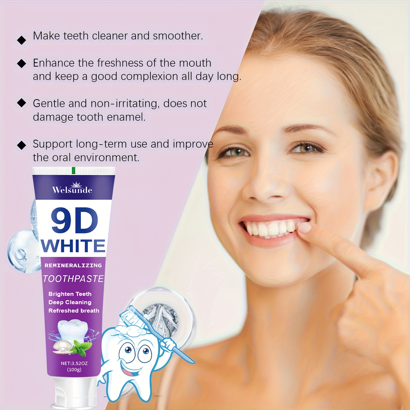 9D White Remineralizing Hydroxyapatite Purple Toothpaste - Effect Deep Cleaning, Fresh Breath, Ideal for Oral Health & Hygiene, Perfect for Daily Use, Great Gift for Women & Men, Teeth Products | Hydroxyapatite Toothpaste 14 9D White Remineralizing Hydroxyapatite Purple Toothpaste - Effect Deep Cleaning, Fresh Breath, Ideal for Oral Health & Hygiene, Perfect for Daily Use, Great Gift for Women & Men, Teeth Products | Hydroxyapatite Toothpaste