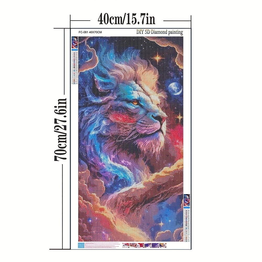 Diamond Painting With Full Rhinestones, Featuring An Animal Design Of A Lion, Measuring 40*70cm Or 15.7*27.6in