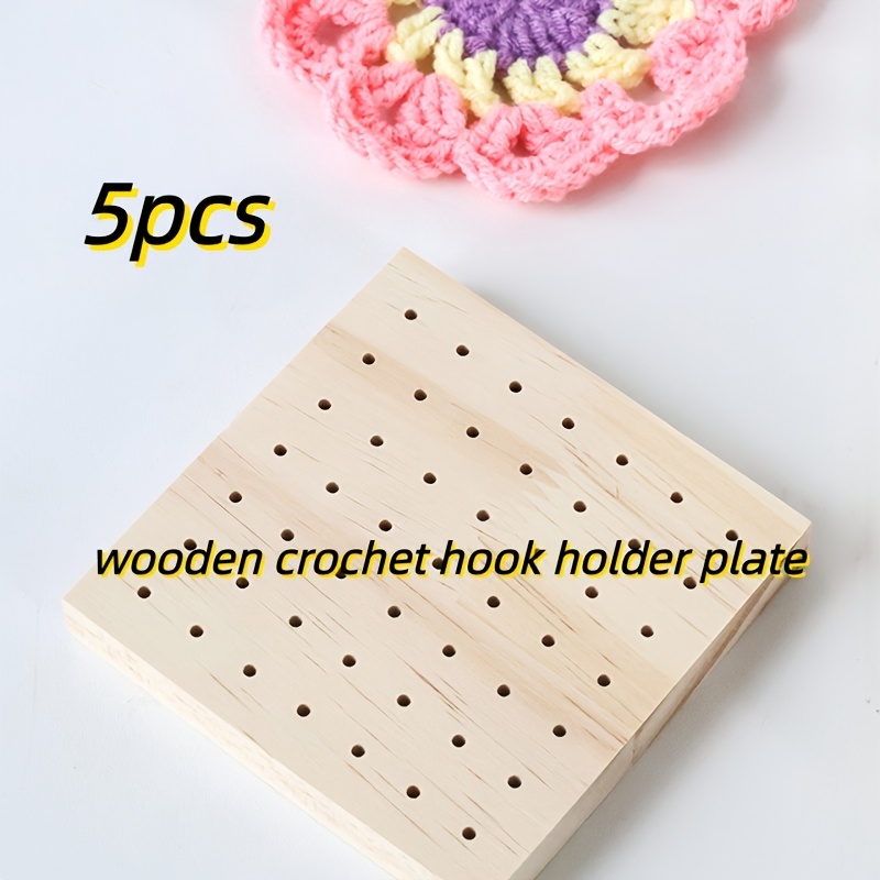 TEMU 5pcs Set: 1 Wooden Crochet Blocking Board + 4 Stainless Steel Pins. Features -shaped Winding Board Design, Sturdy And Durable With Resistance To