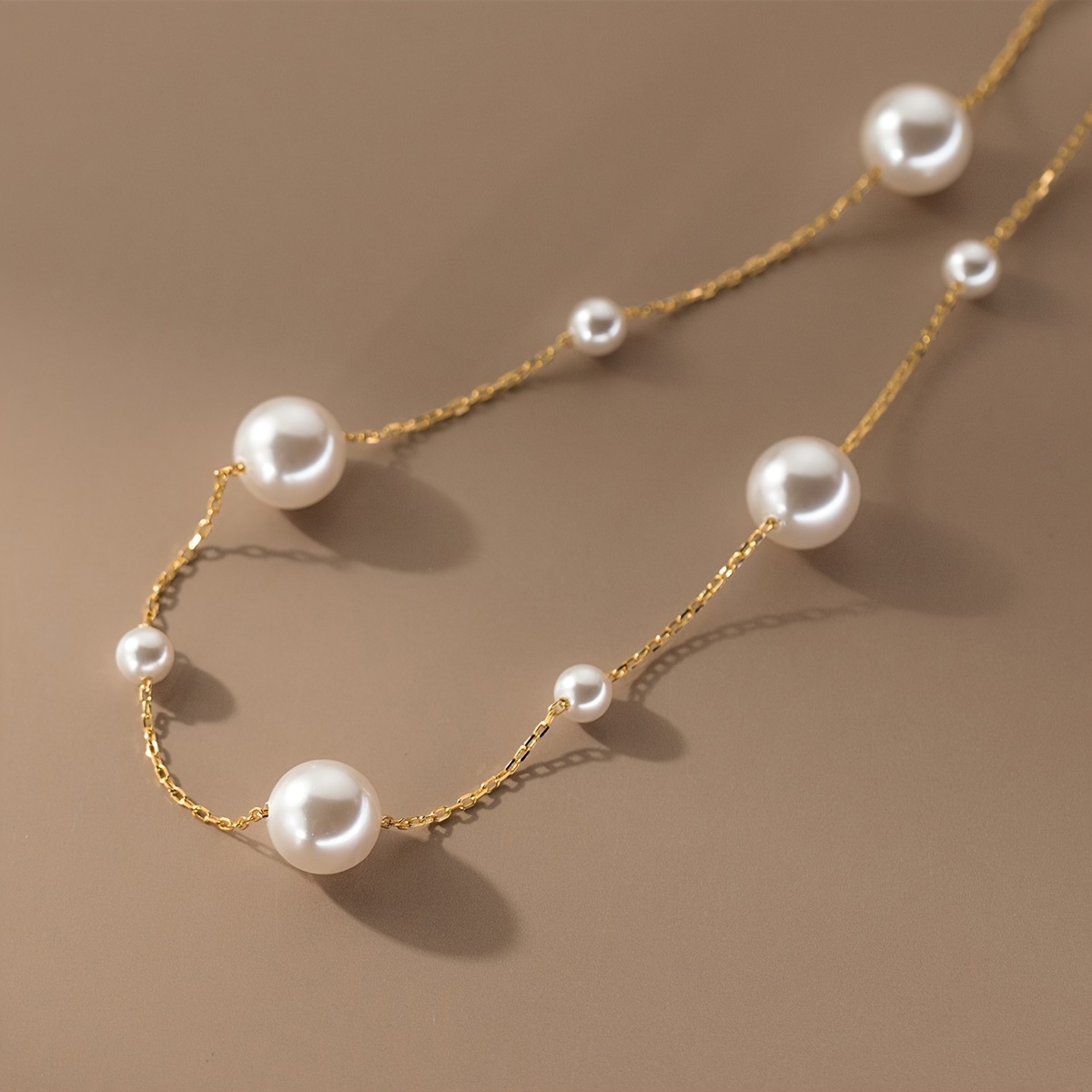 TEMU An Elegant Court-style Irregular White Plastic Bead Shaped 304 Stainless Steel Pendant Necklace Suitable For Ladies To Wear To Parties Or As A