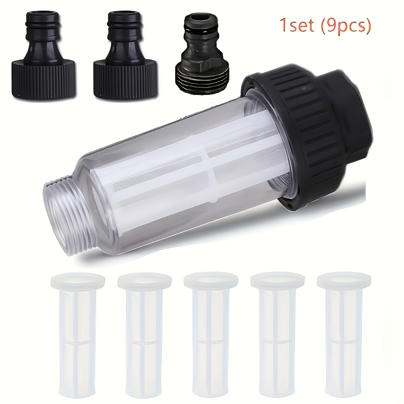 TEMU 9-pack High-pressure Washer Filters - Transparent G3/4 Thread Car Wash Inlet Filters Prevent Dirt And , , Protects Machine, Garden Pump Quick