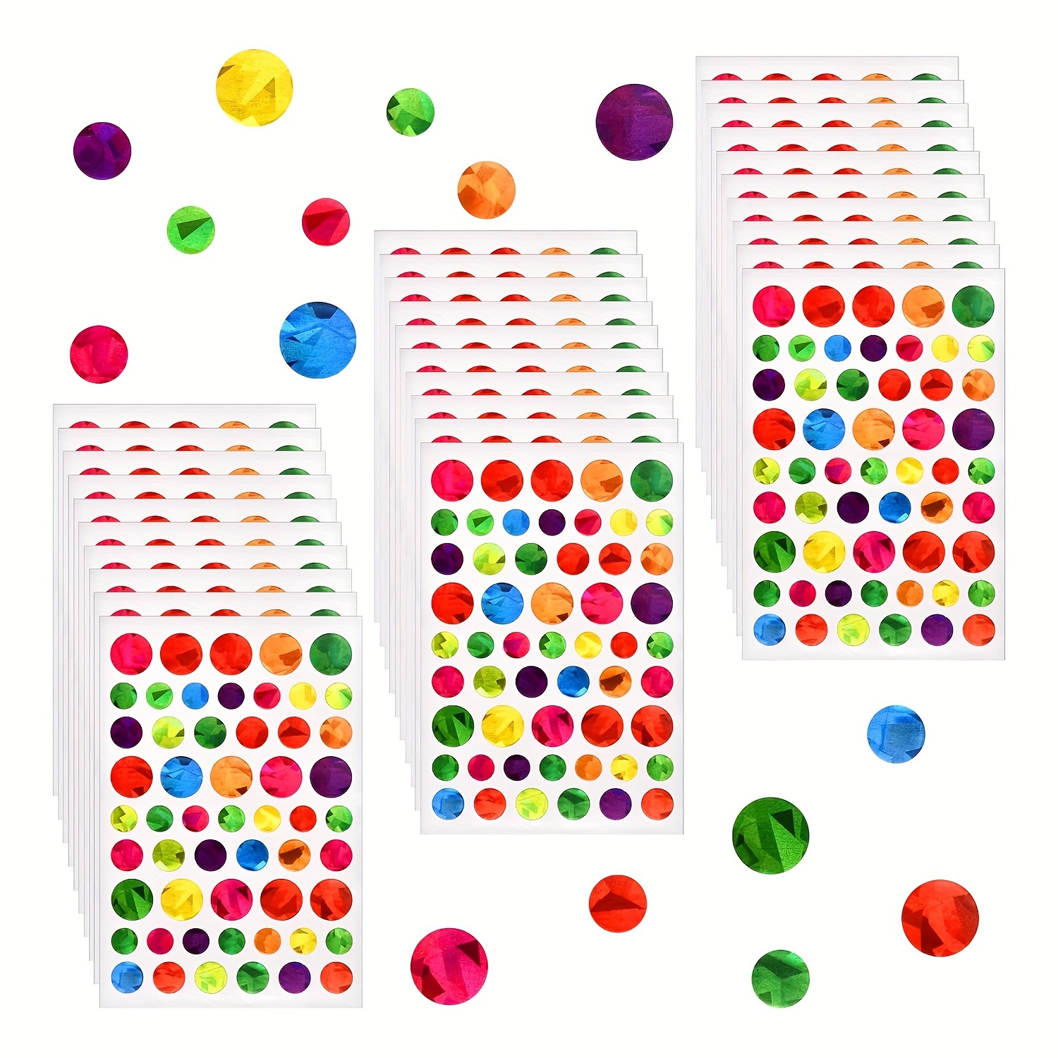 

540 Count Holographic Rainbow Sticker Pack - Pe Material Peel-and-stick Polka Dot Stickers For Classroom Incentives And Gift Decoration - Bright Adhesive Round Labels For Teachers And Students