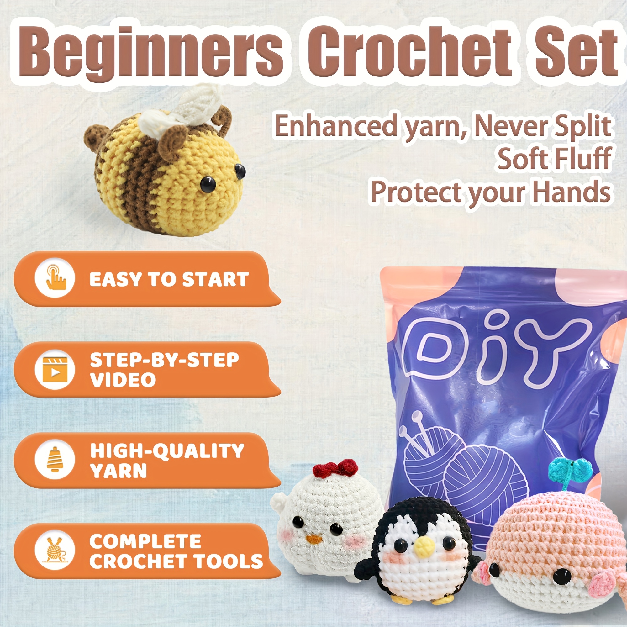 Crochet Kit For Beginners Adults - Dinosaur Starters Crocheting Animal